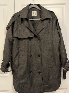 UNIF Charcoal Gray Double-Breasted Trench Coat